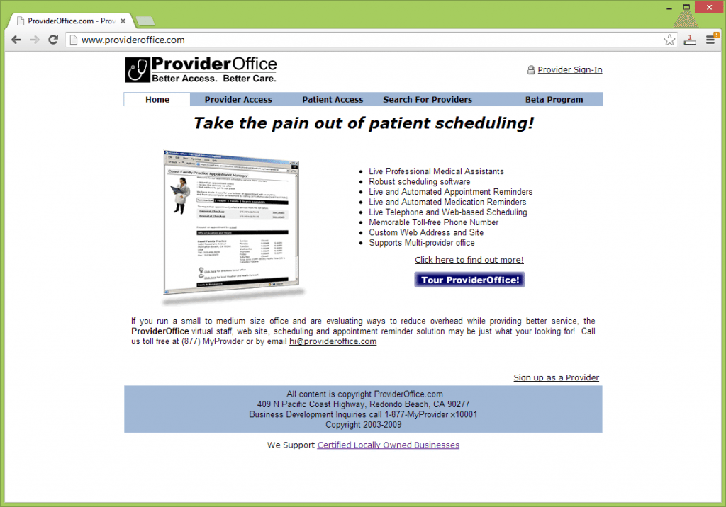 Provider Office is an outsourced health and wellness appointment scheduling solution