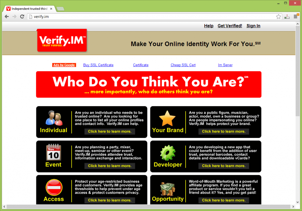 Verify.IM Online Identity management